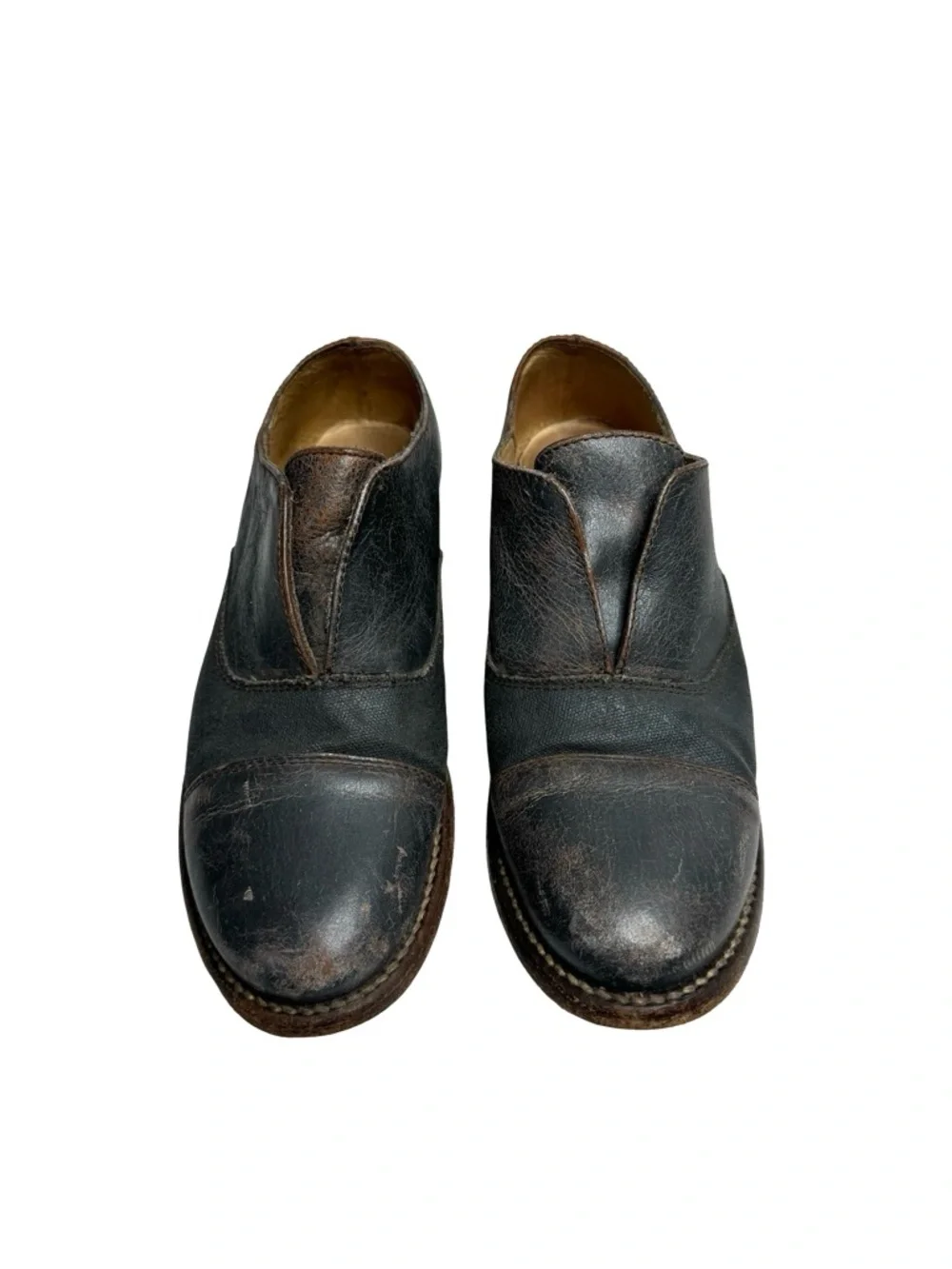 Bed Stu | Eden Distressed Cap Toe Laceless Oxfords in Gray 7 Cobbler Series